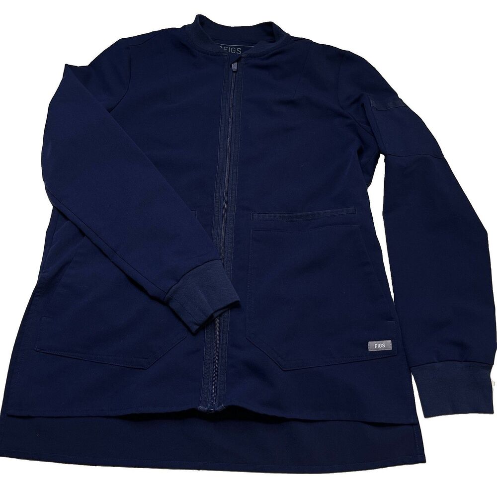 FIGS Technical Collection Chisamba Scrub Jacket Womens XS Navy Blue Zip Up